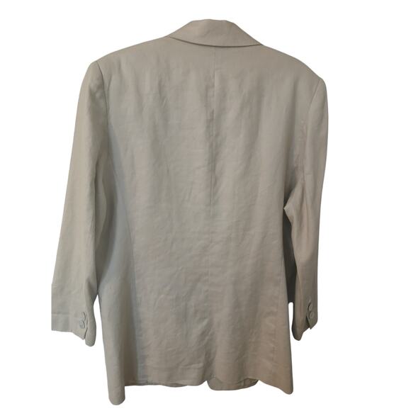 Preston & York Beige Linen Blazer Pockets Lined Button Down sz12 - Picture 7 of 9